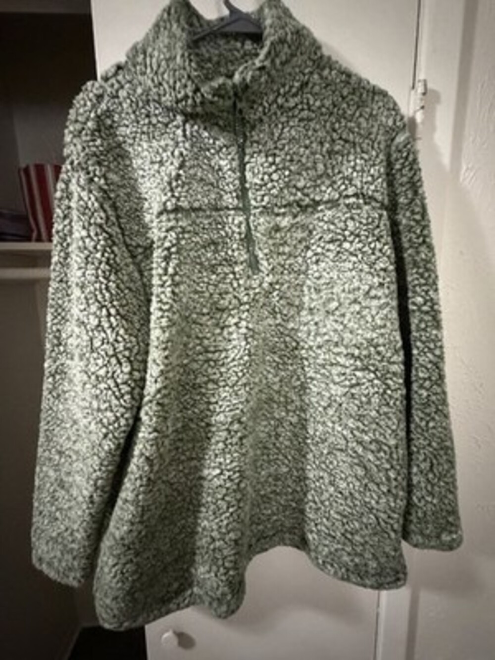 Zenana Outfitters Fleece 1/4 Zip Mock Neck Pullover Sweater Green 1X